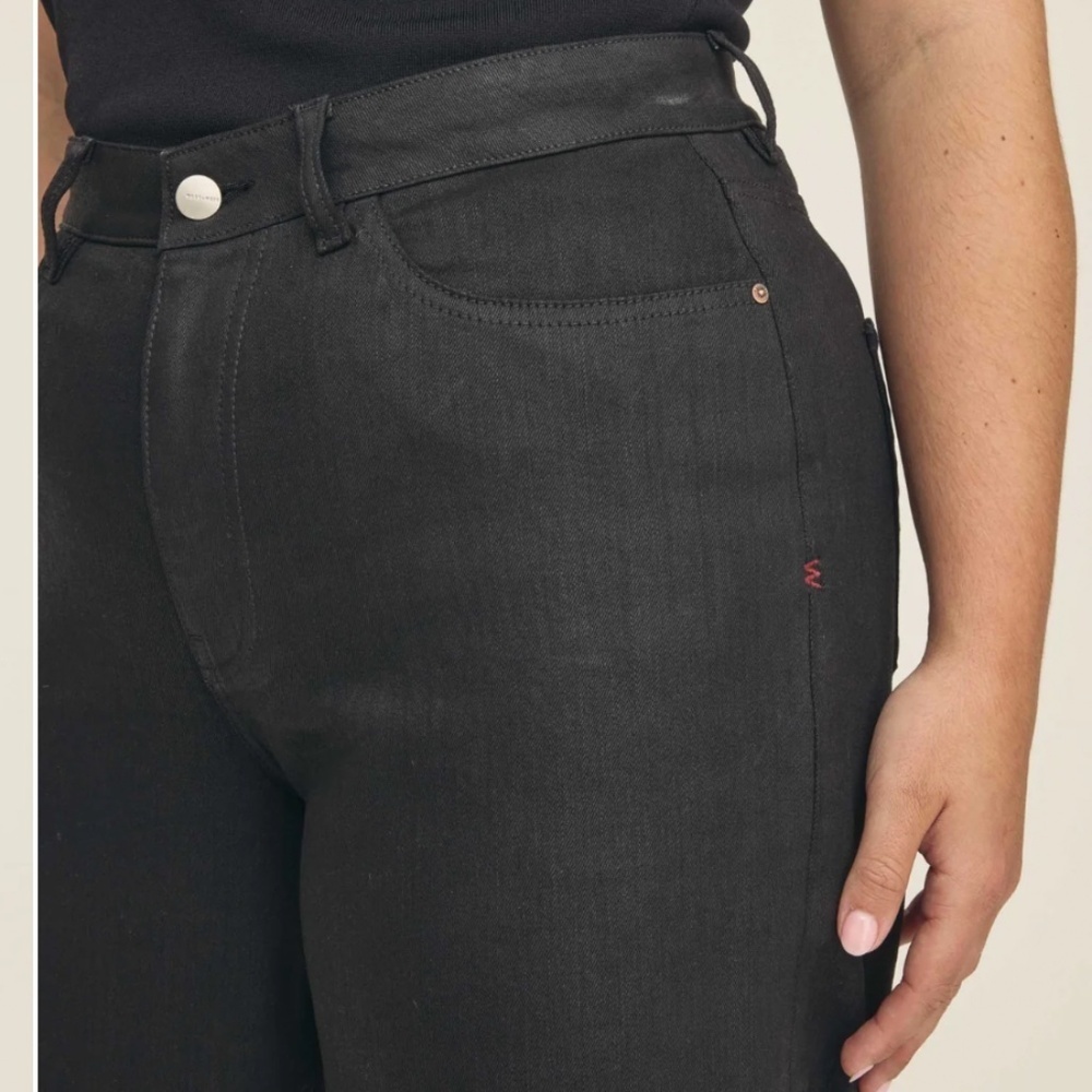 Warp + Weft Nce Nice Cote Wide Leg Jeans Noir Wax Coated Black Size 25p Nwt — image 3 of 8